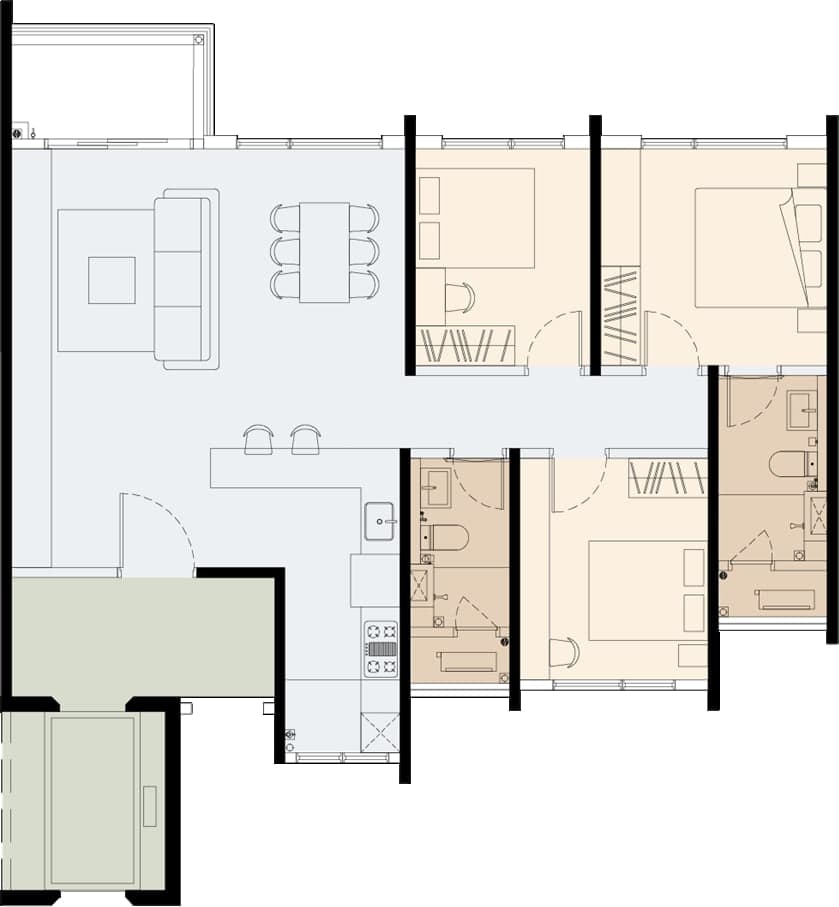 Accent Residences — Type C1 (with balcony)