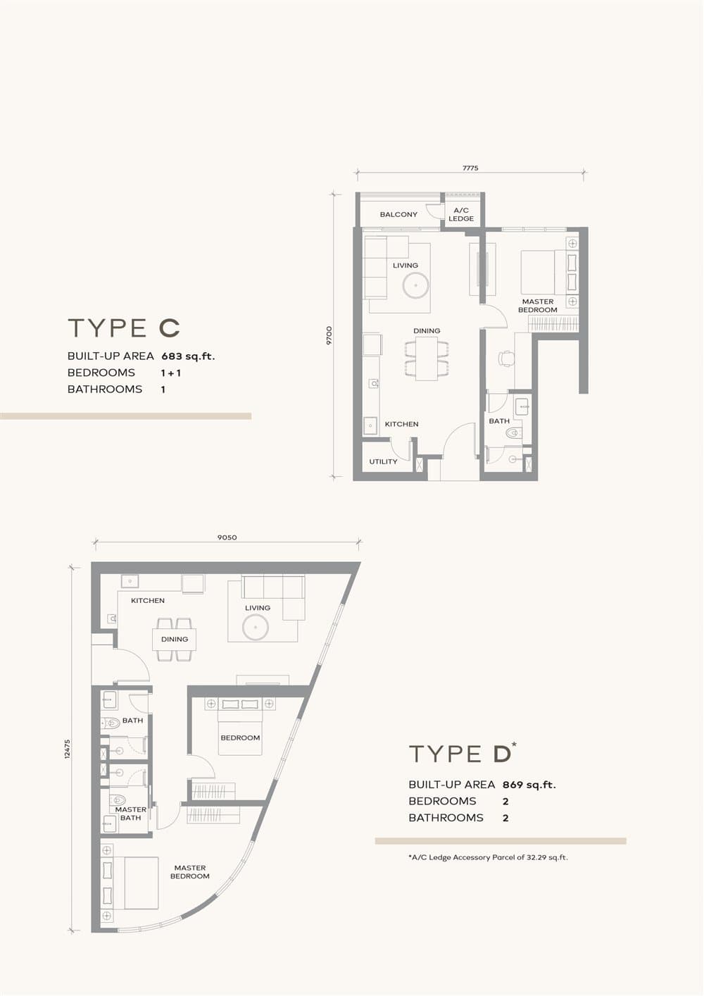 Khaya Residence floor plan — Type C · Type D