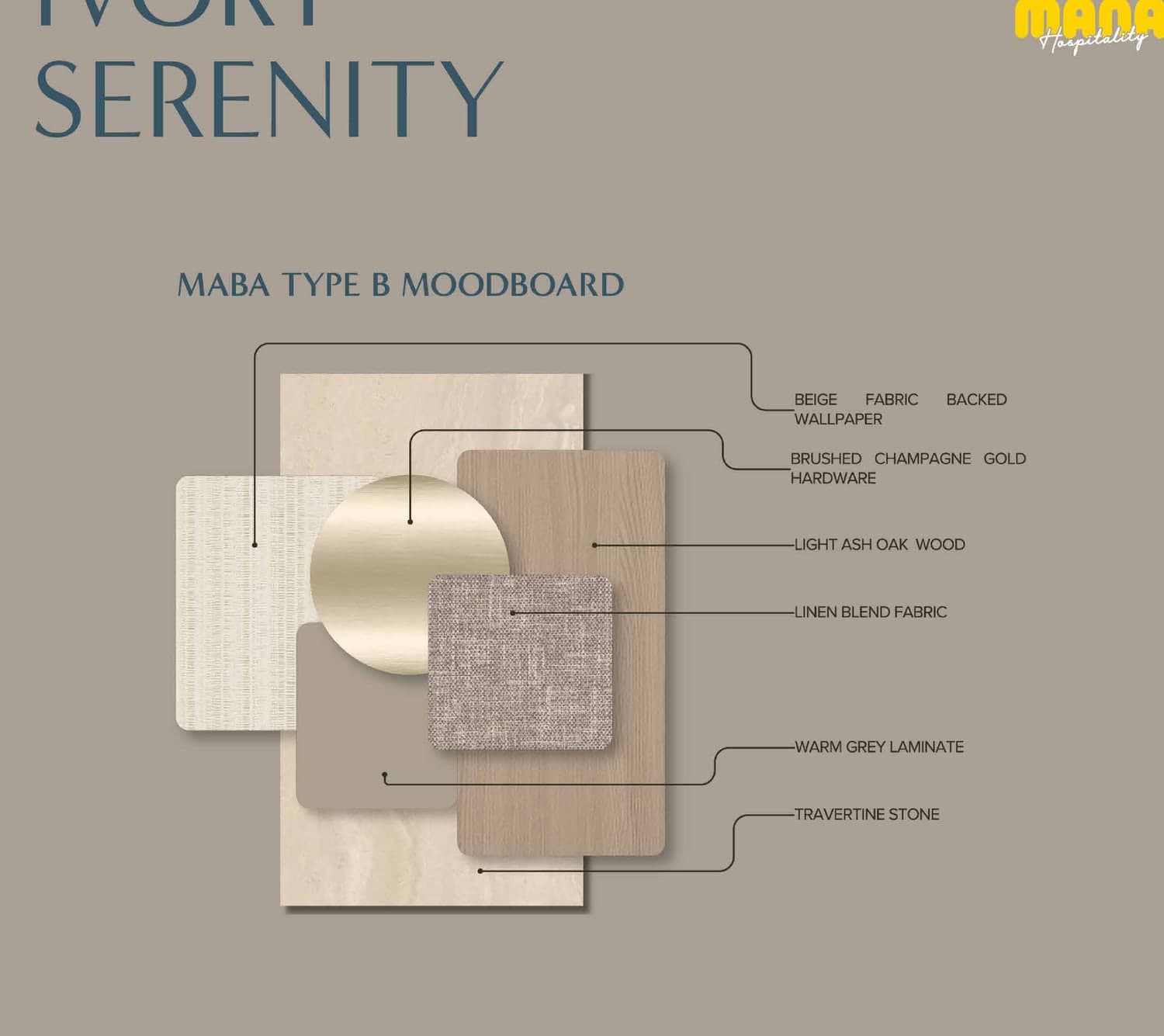 Ivory Serenity — the Type B material board at MABA Suitez @ KL City Centre