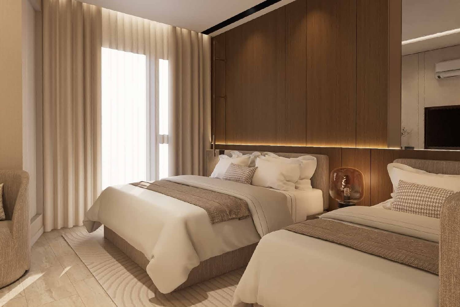 Type A — the bed in its alcove, MABA Suitez @ KL City Centre, artist's impression