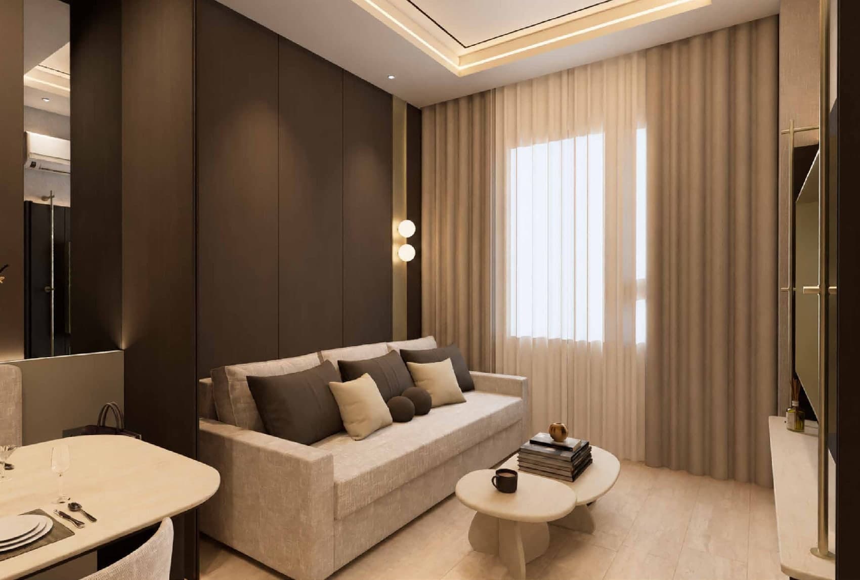 Type B — living, dining and the pantry along the window, MABA Suitez @ KL City Centre, artist's impression