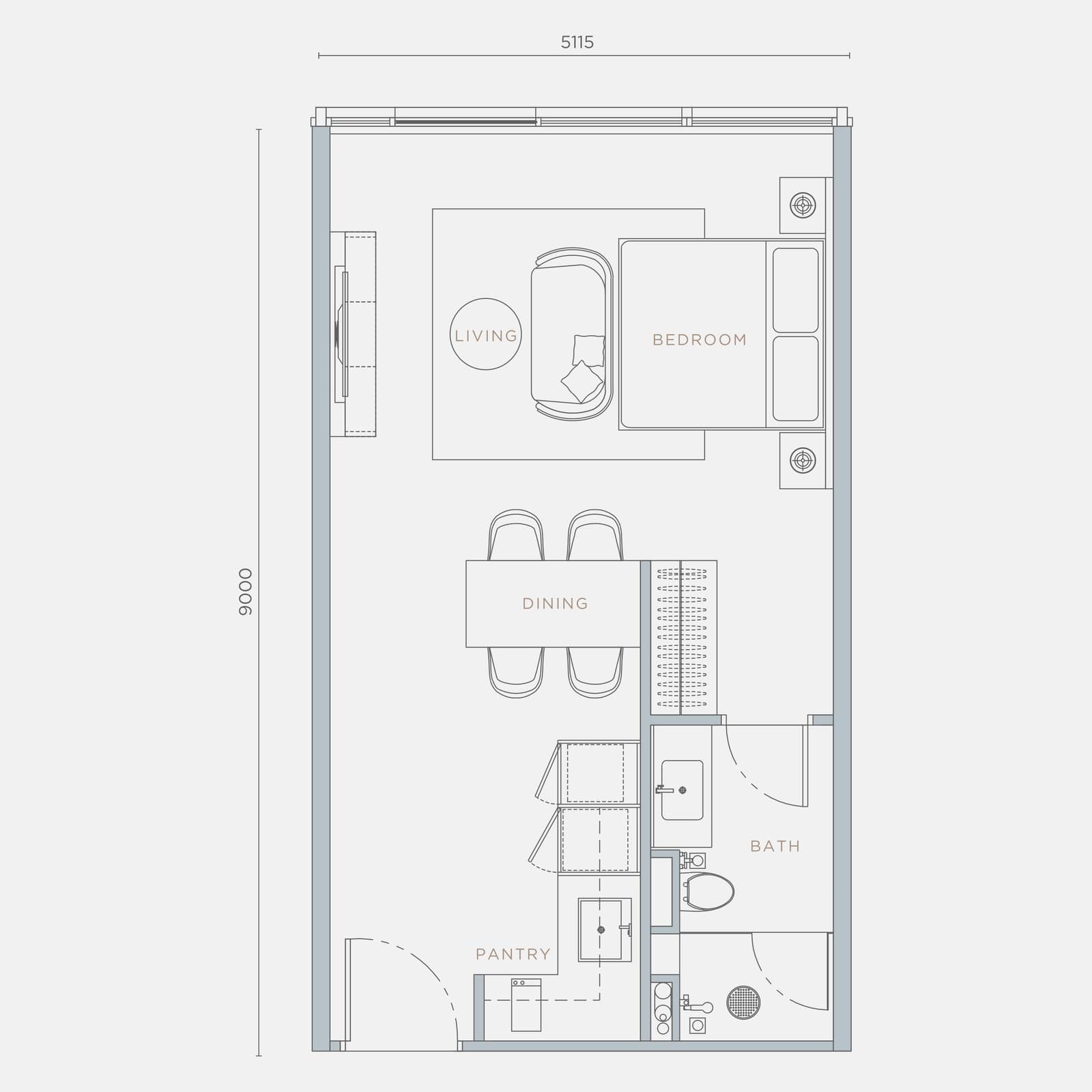 Orion Residence Type A1 Studio floor plan — 495 sq ft, Studio · 1 bathroom