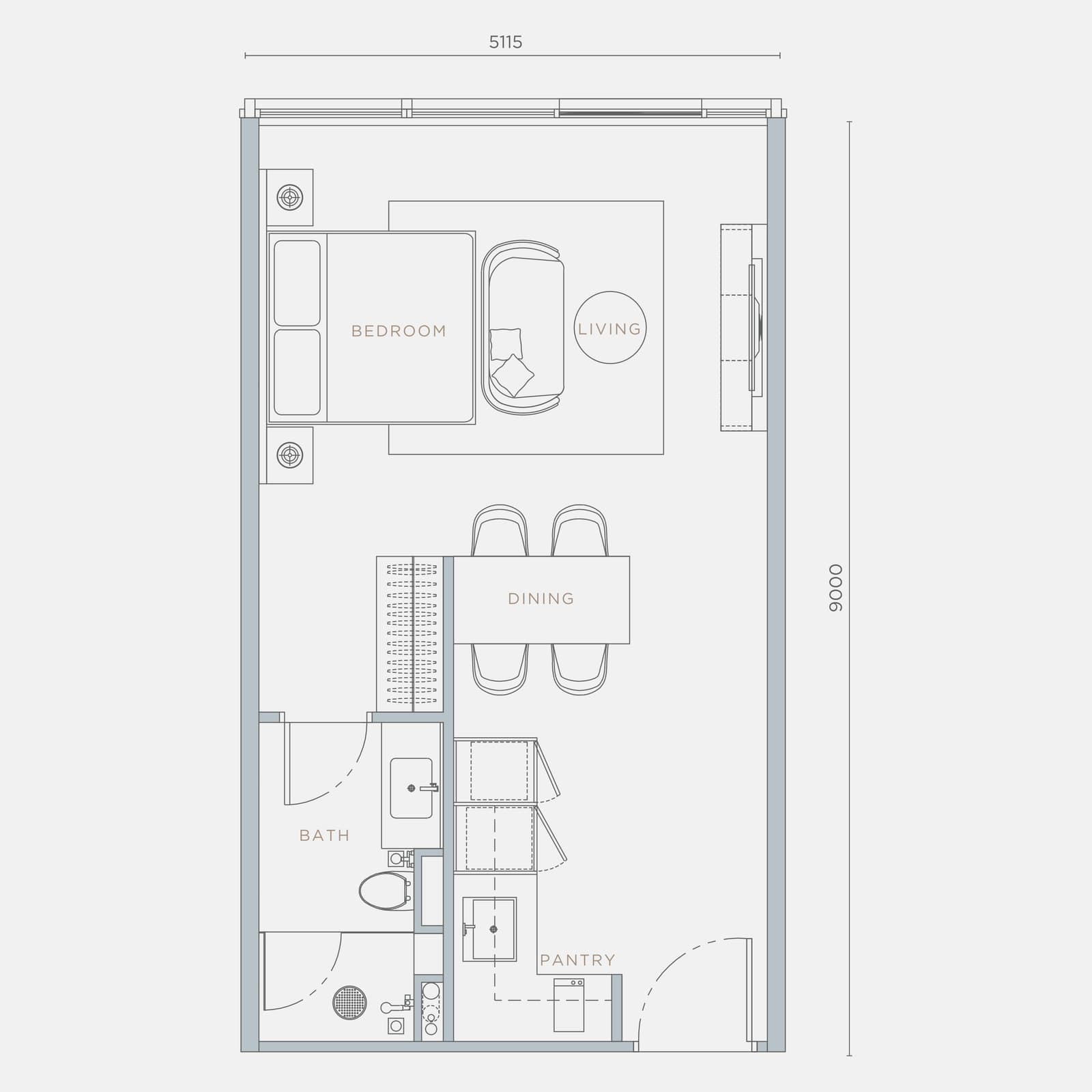 Orion Residence Type A2 Studio floor plan — 495 sq ft, Studio · 1 bathroom