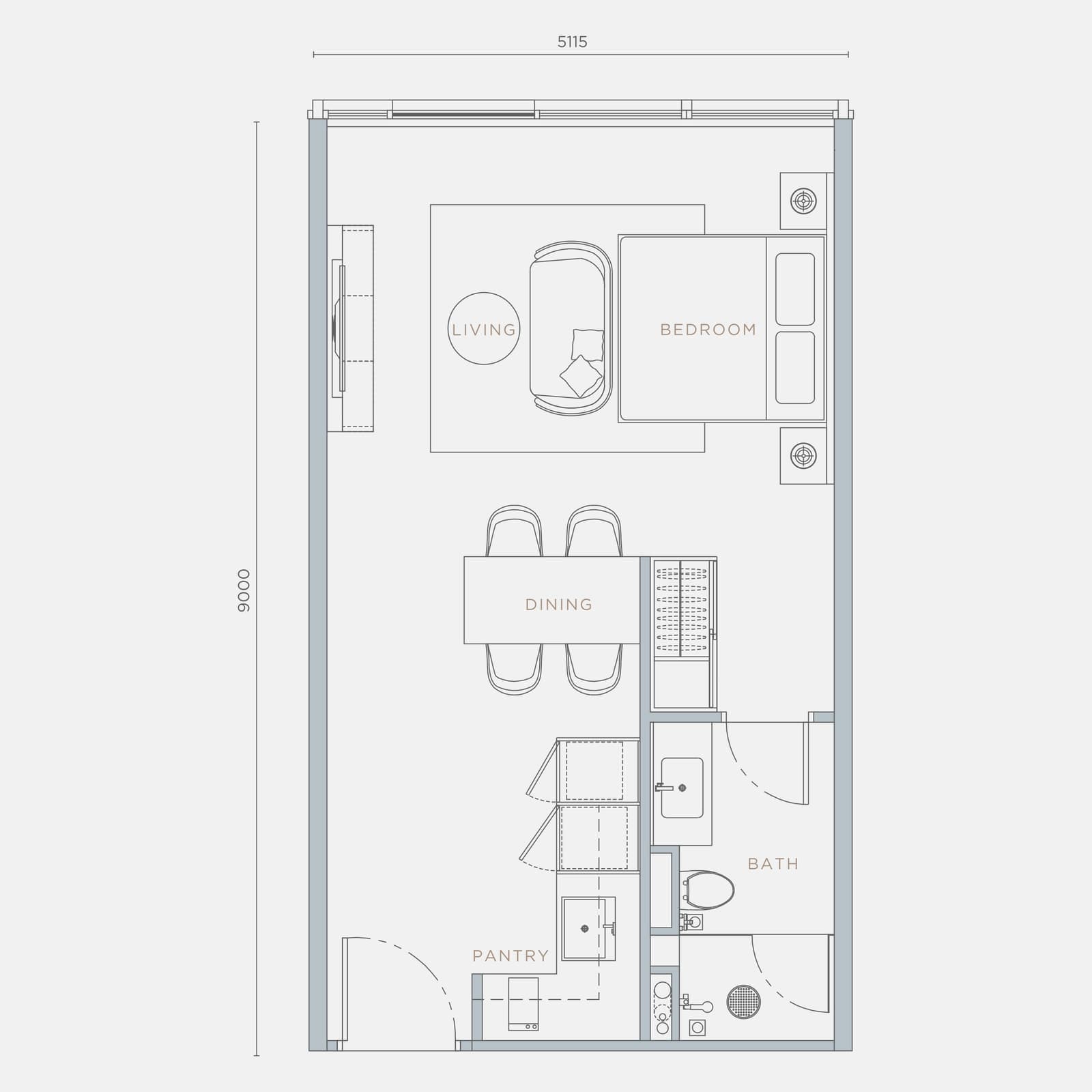 Orion Residence Type A4 Studio floor plan — 491 sq ft, Studio · 1 bathroom