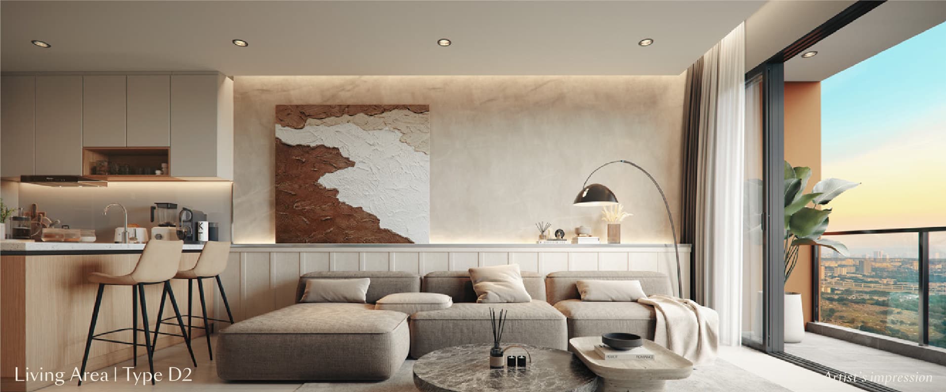 Parkside Residences — living area, type d2, artist's impression