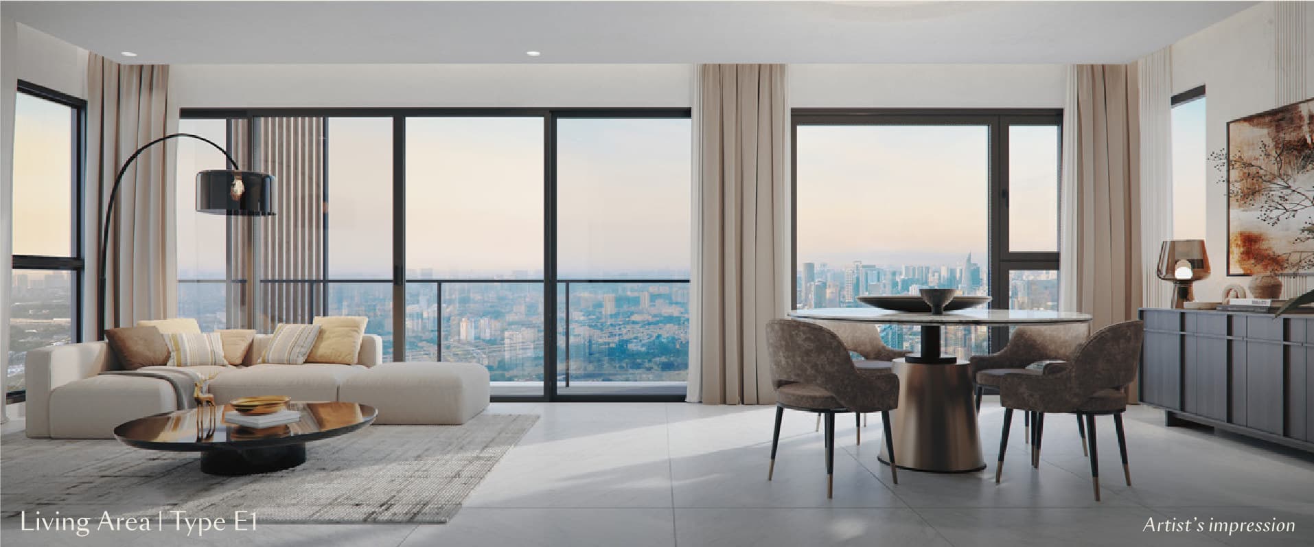 Parkside Residences — living area, type e1, artist's impression
