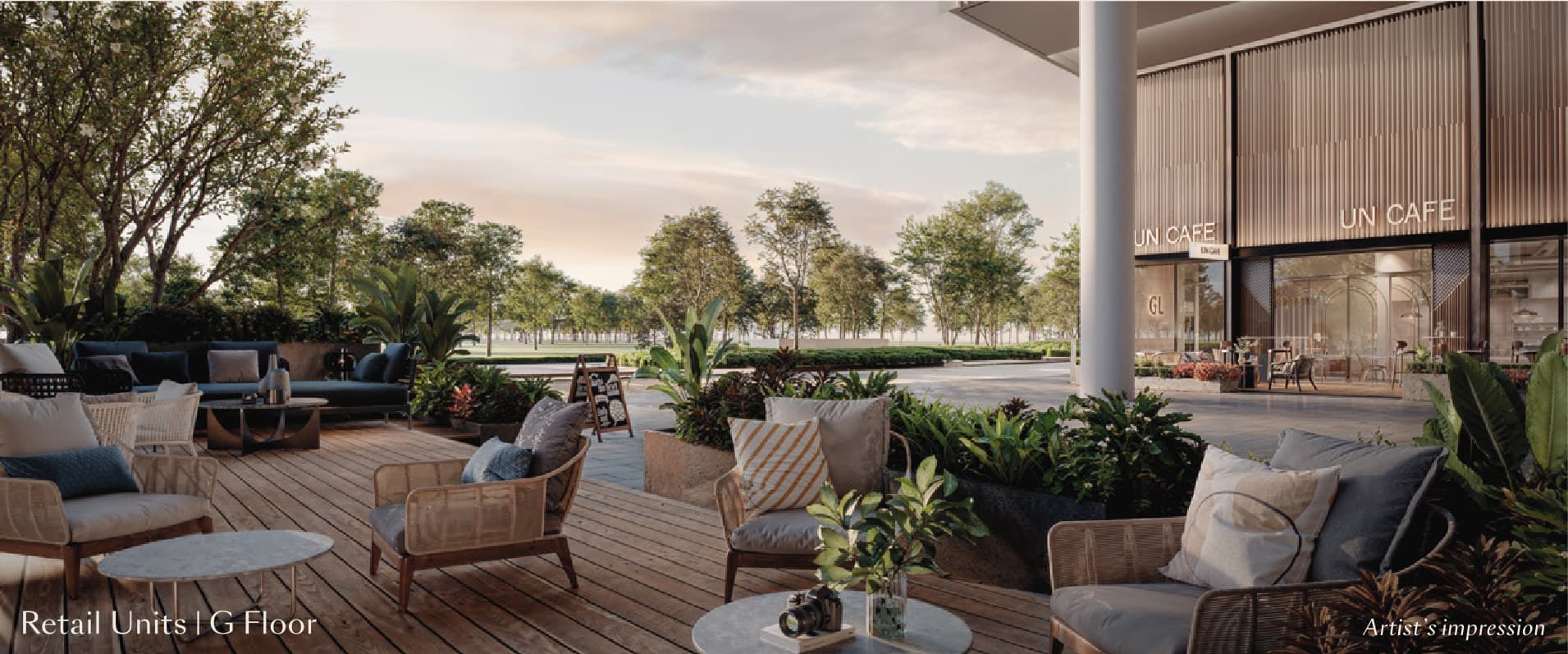 Parkside Residences — the ground-floor retail units, opening onto the park