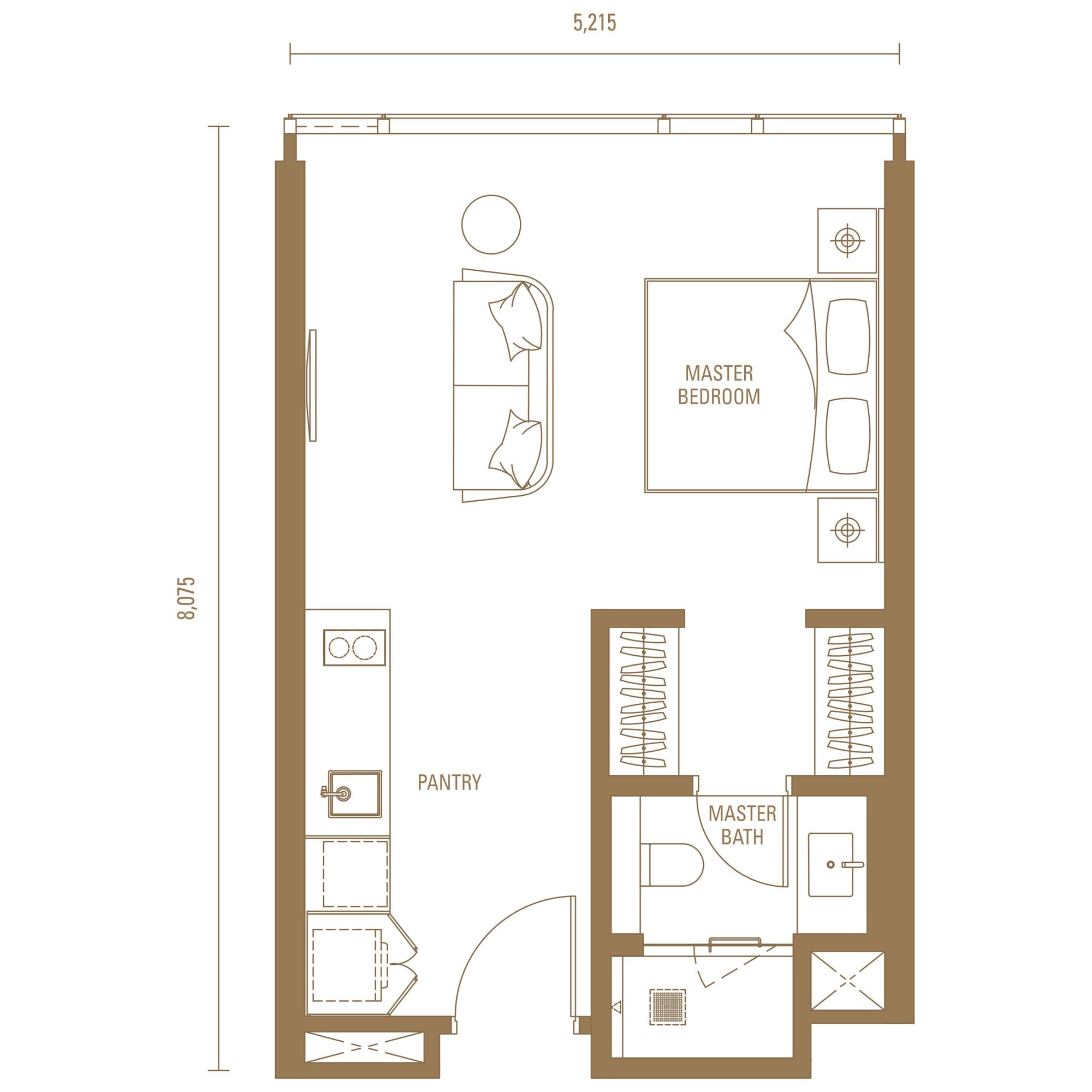 Pavilion Damansara Heights Royal Suites Type S1 floor plan — 452 sq ft, 1 bedroom · 1 bathroom