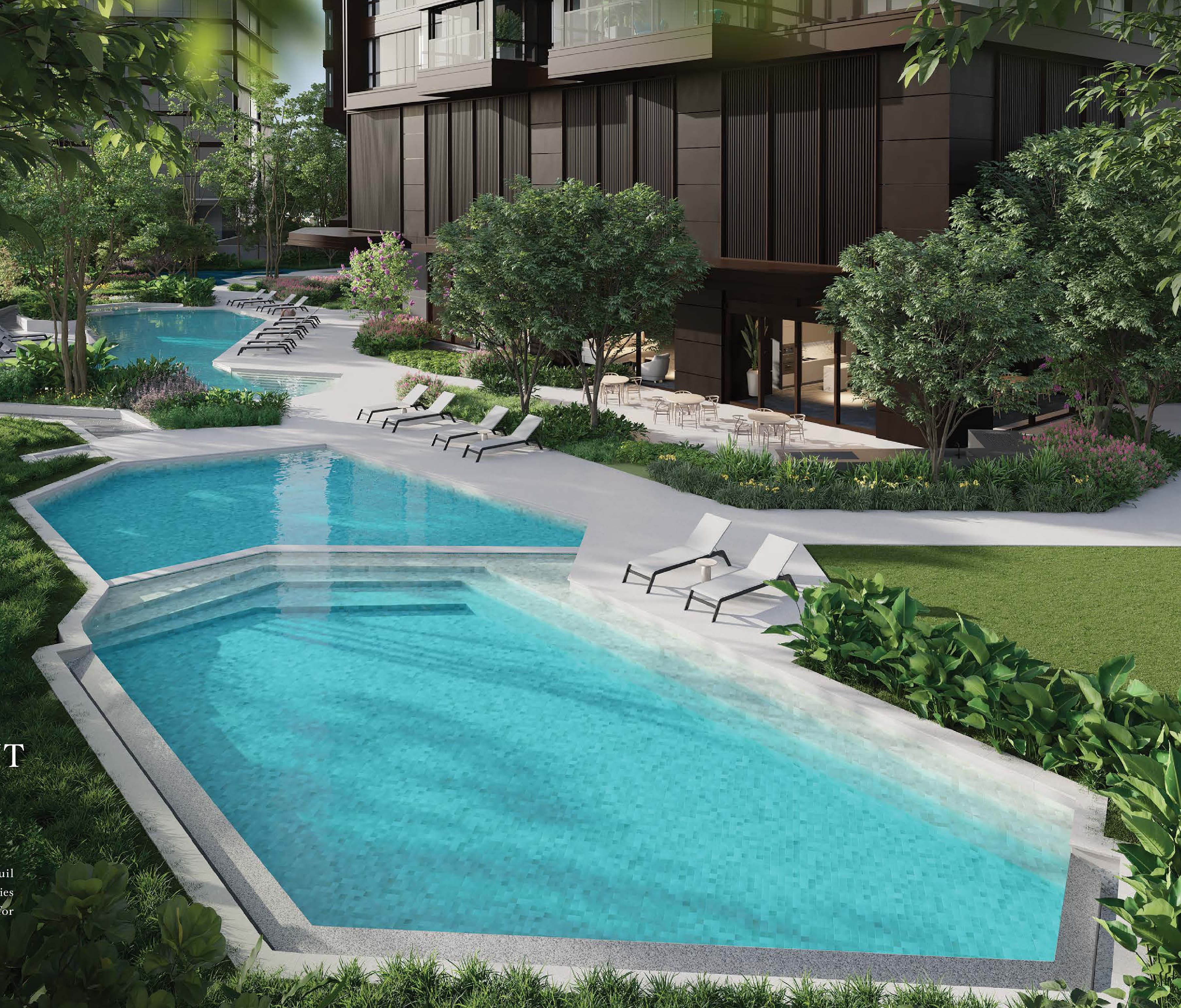 Imperial Residences, Level 6 — The Courtyard's leisure pool winding through the landscaping, with the tower's podium behind