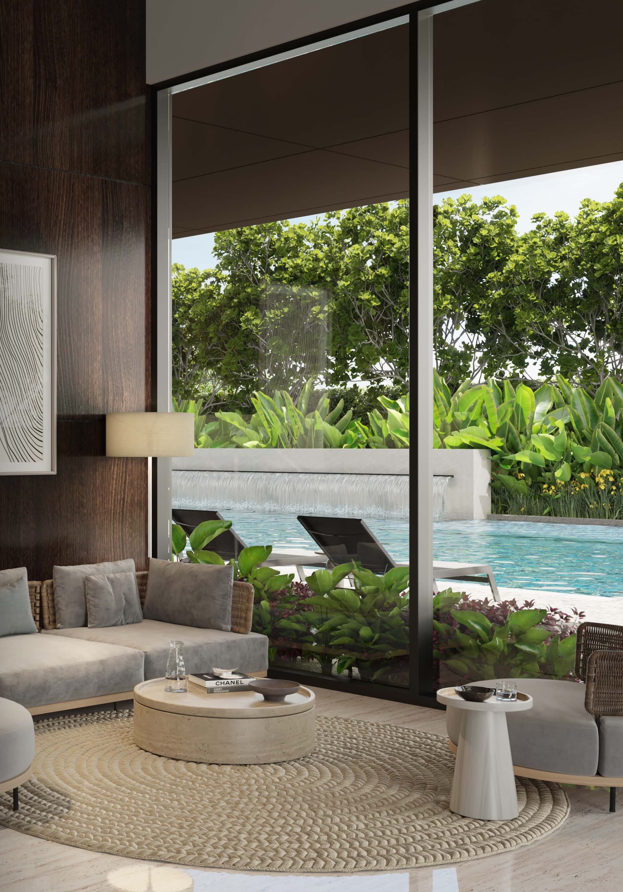 Royal Suites, Level 6 — the Social Sphere, the work-and-lounge room that opens onto the Courtyard pool deck
