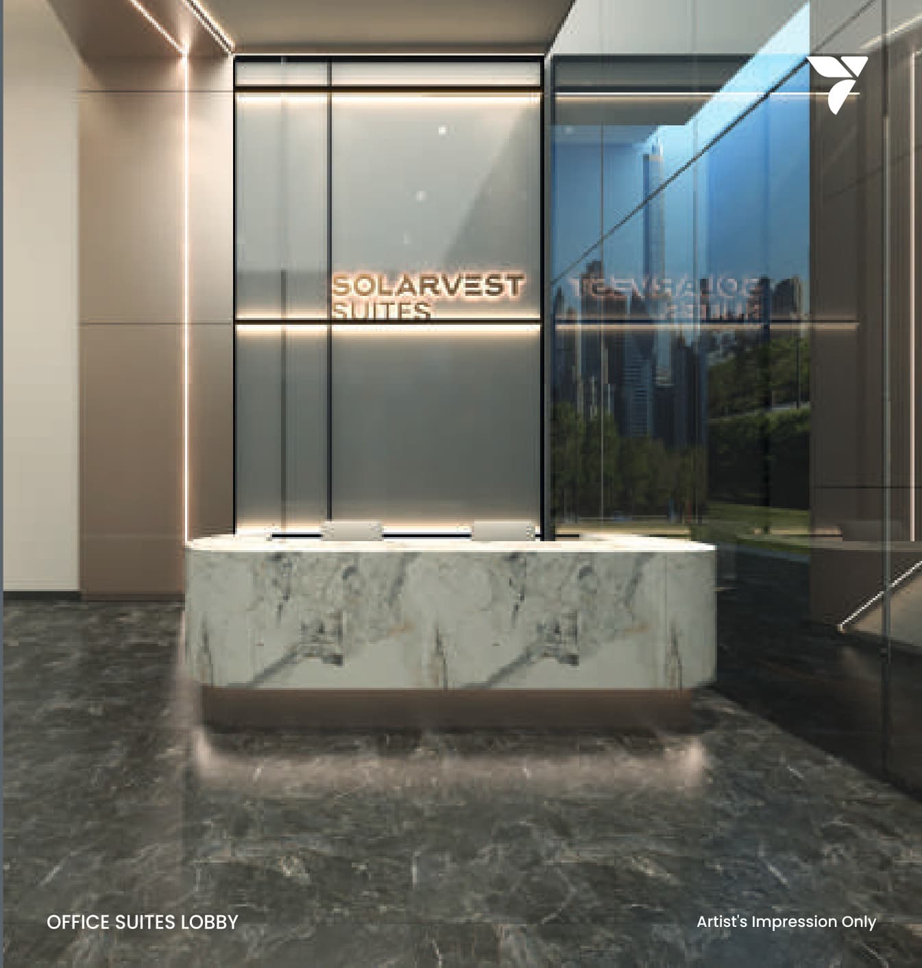 The Office Suites lobby and reception counter
