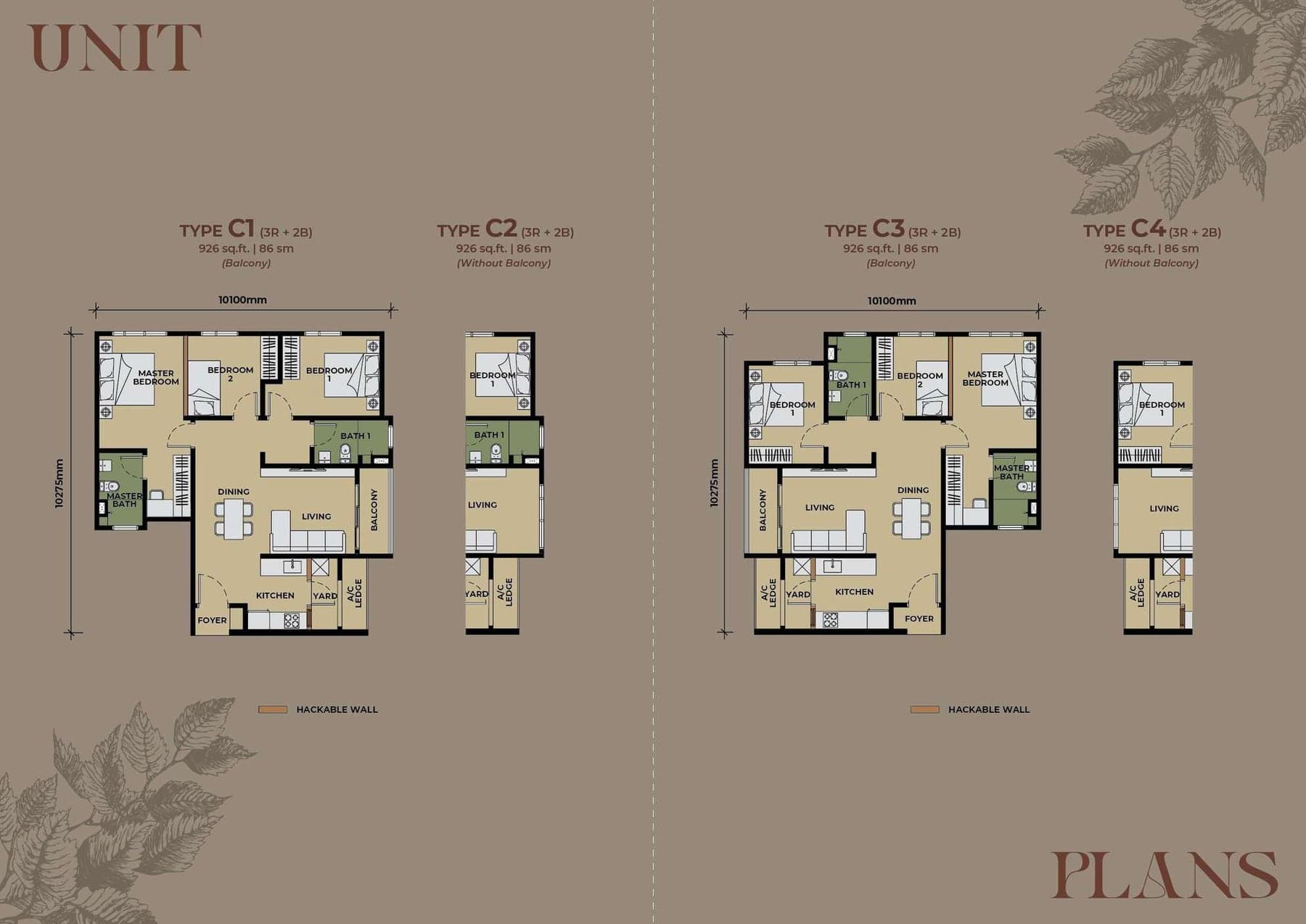 The Aldenz layout — Type C1 · C2 · C3 · C4