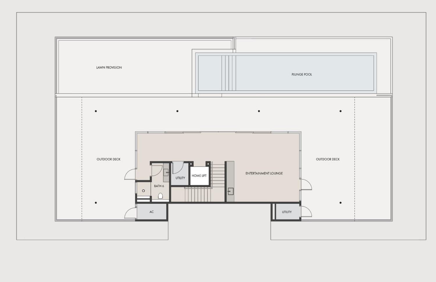 The Eden penthouse Type C1 upper floor plan — 11,141 sq ft, 4 + 2 bedrooms · 7 bathrooms + 1 powder room