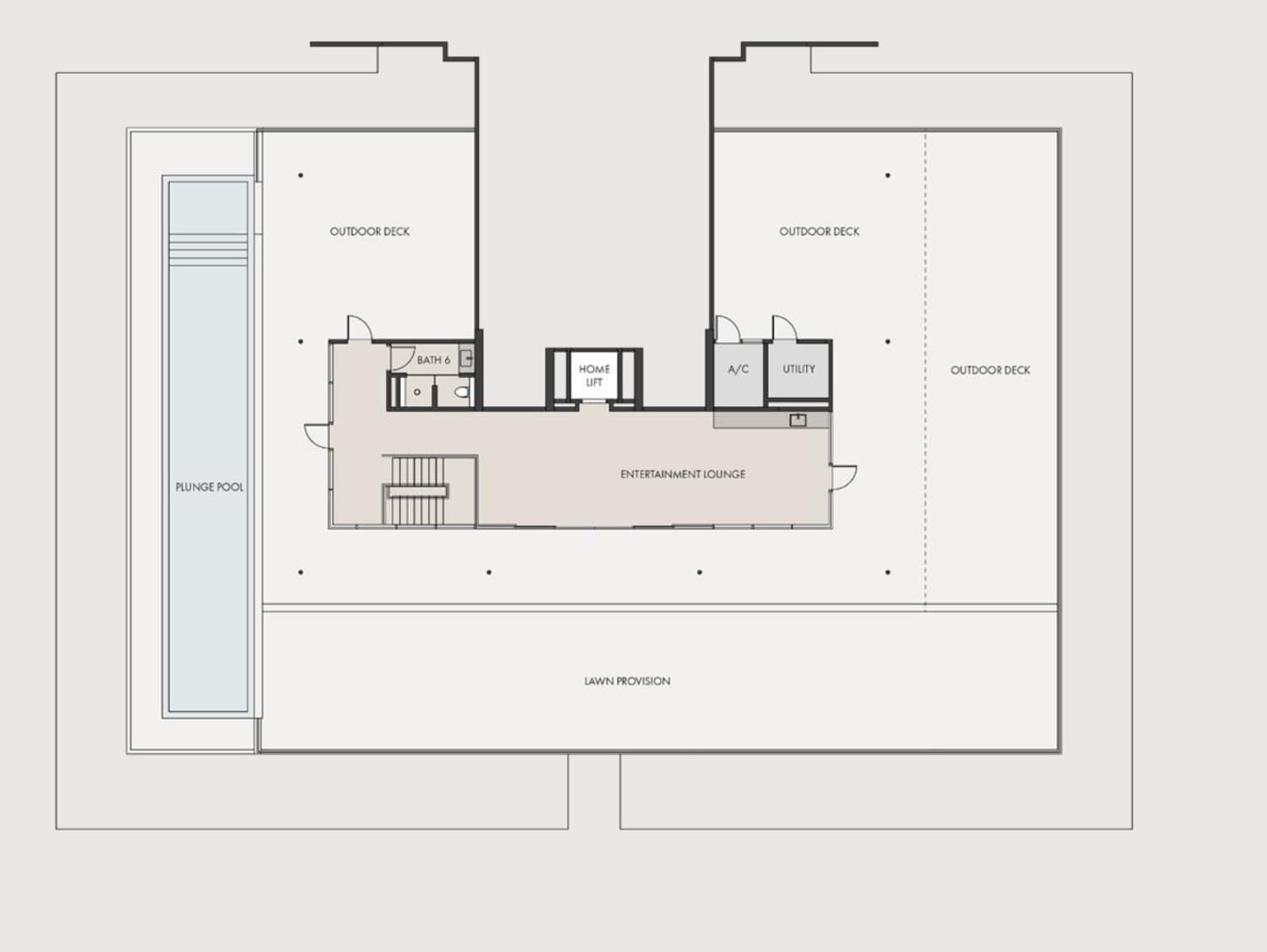 The Eden penthouse Type D1 upper floor plan — 19,031 sq ft, 5 + 2 bedrooms · 8 bathrooms + 1 powder room