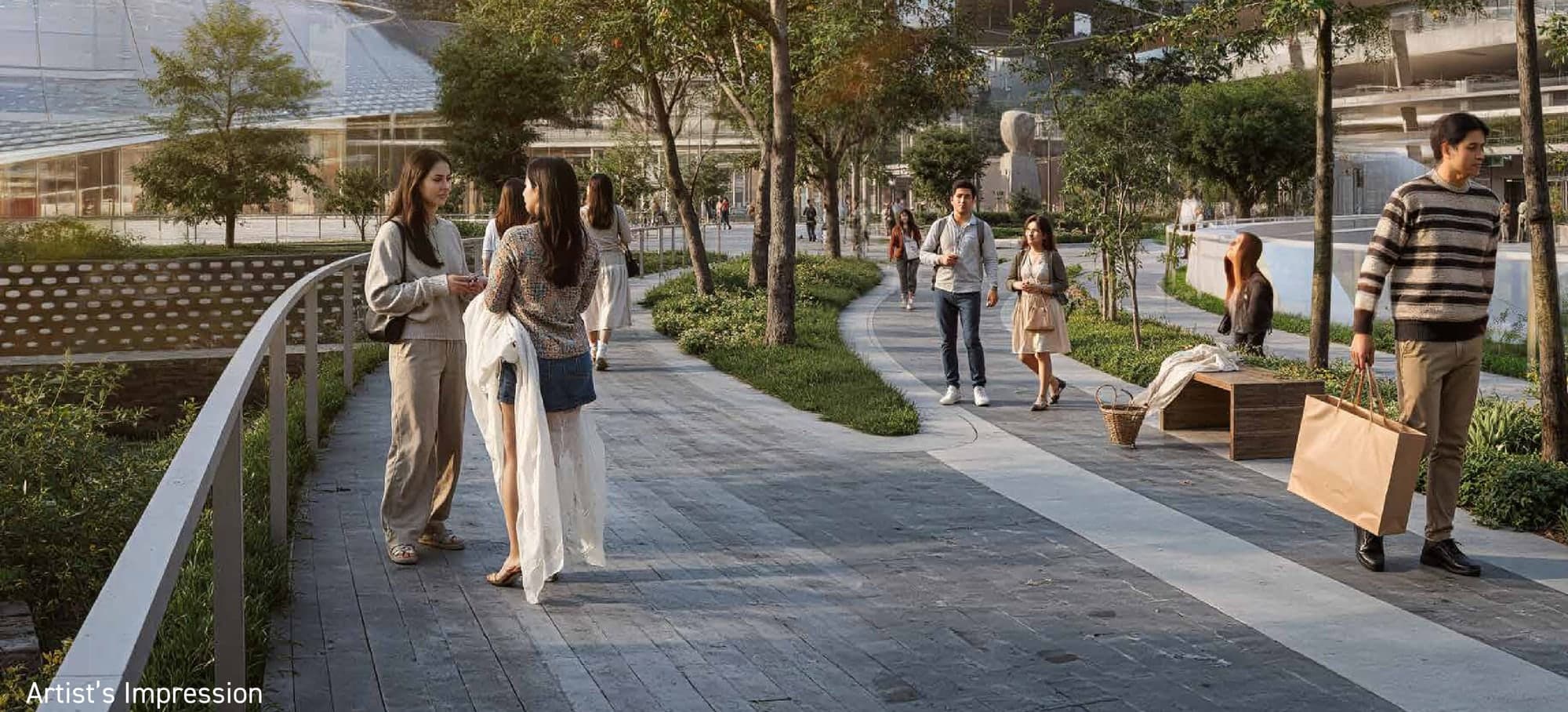 Community spaces along the HighLink, linking residents to SJX's shops and offices, artist's impression