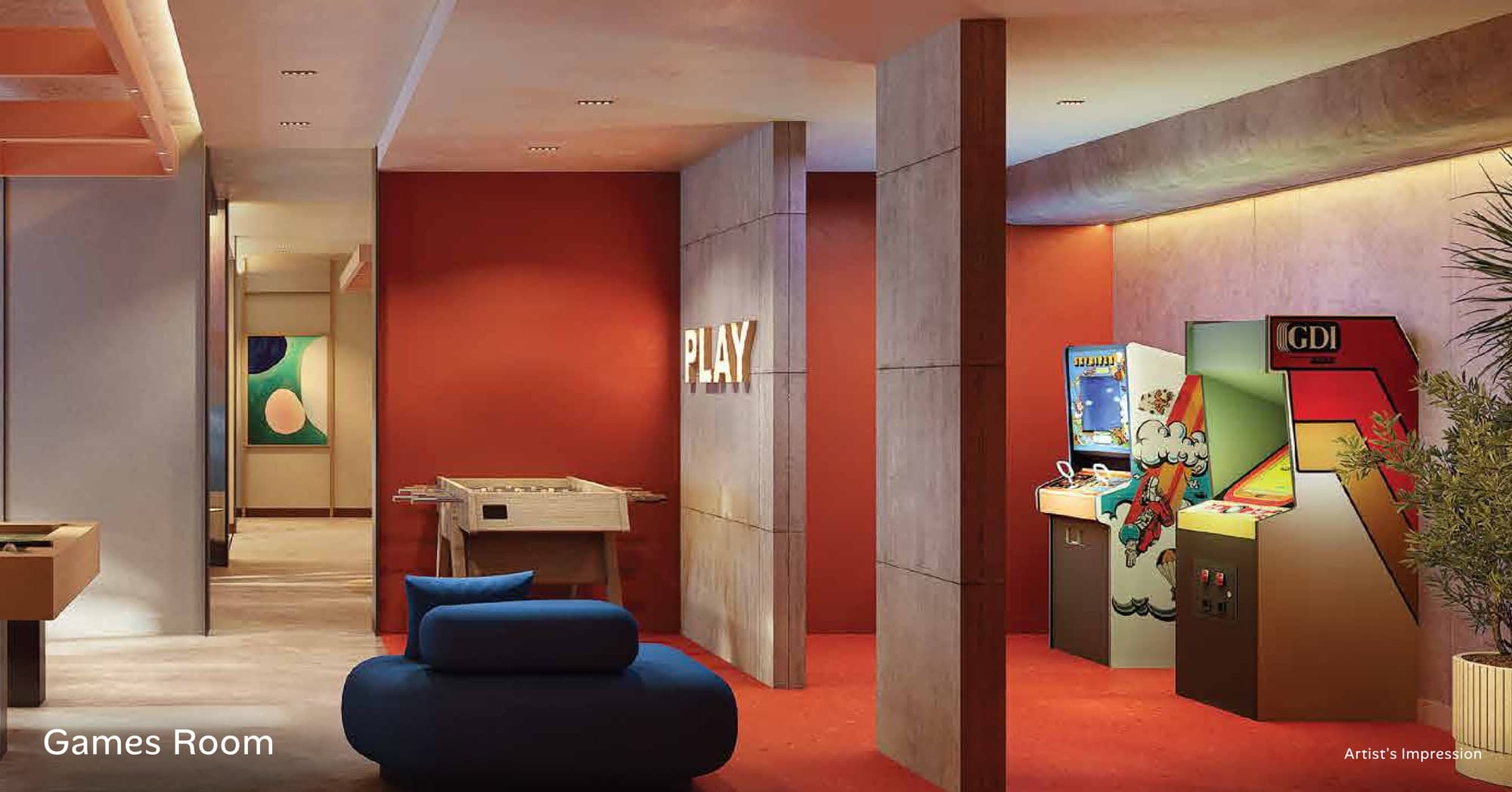 The games room, Ara Bloc Residences, artist's impression