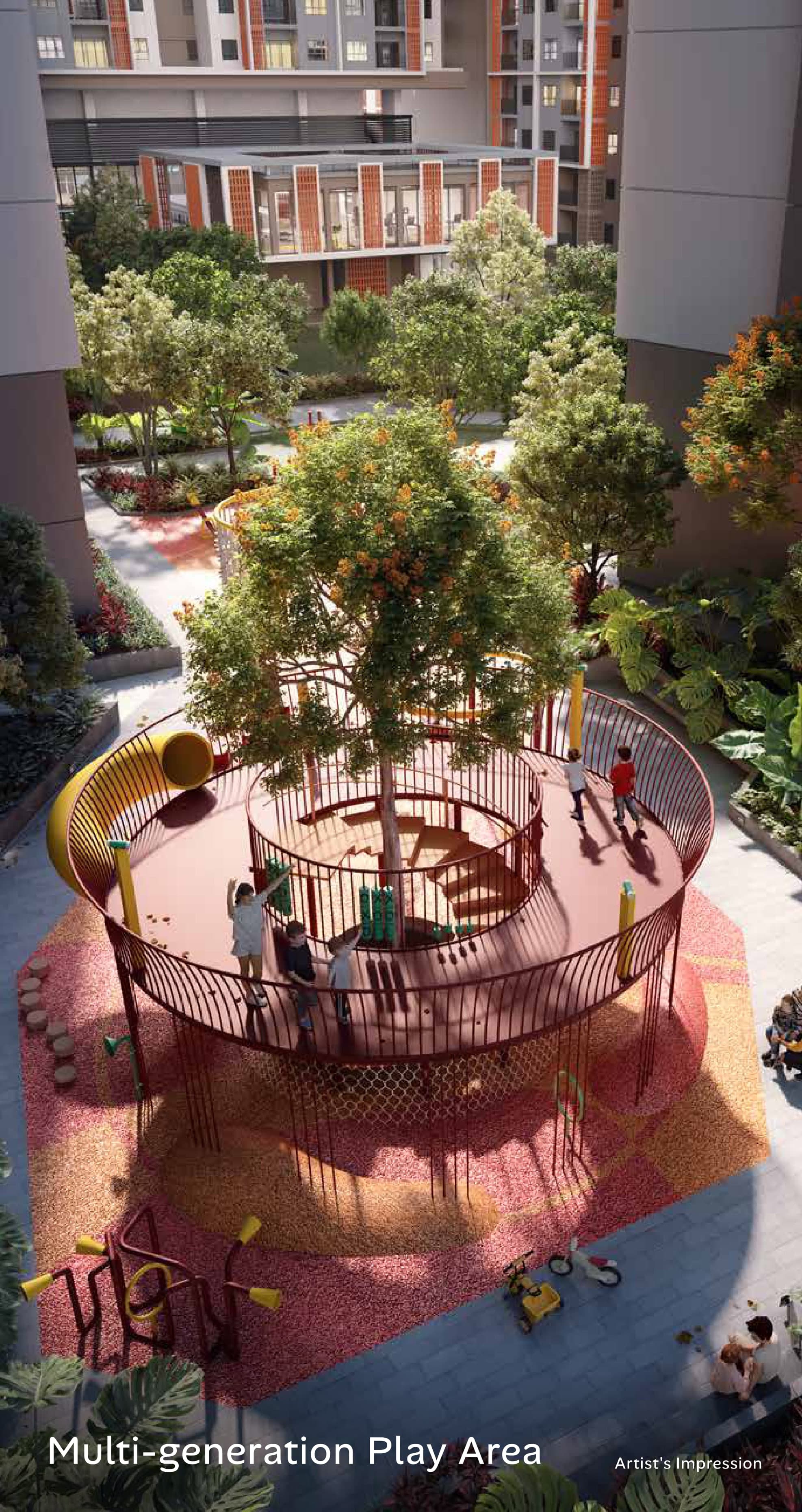 The multi-generation play area, built around a tree, Ara Bloc Residences, artist's impression