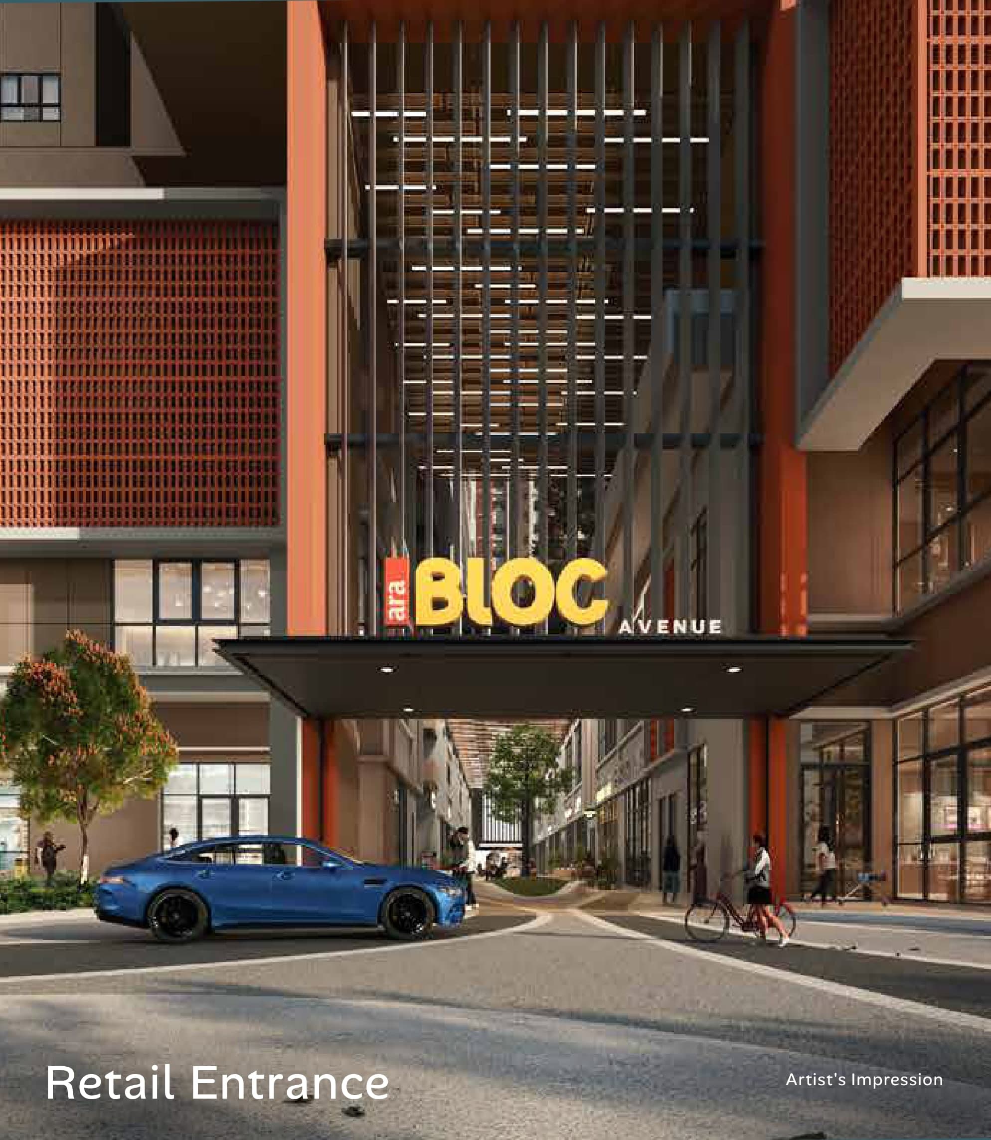 The retail entrance on Ara Bloc Avenue, Ara Bloc Residences, artist's impression