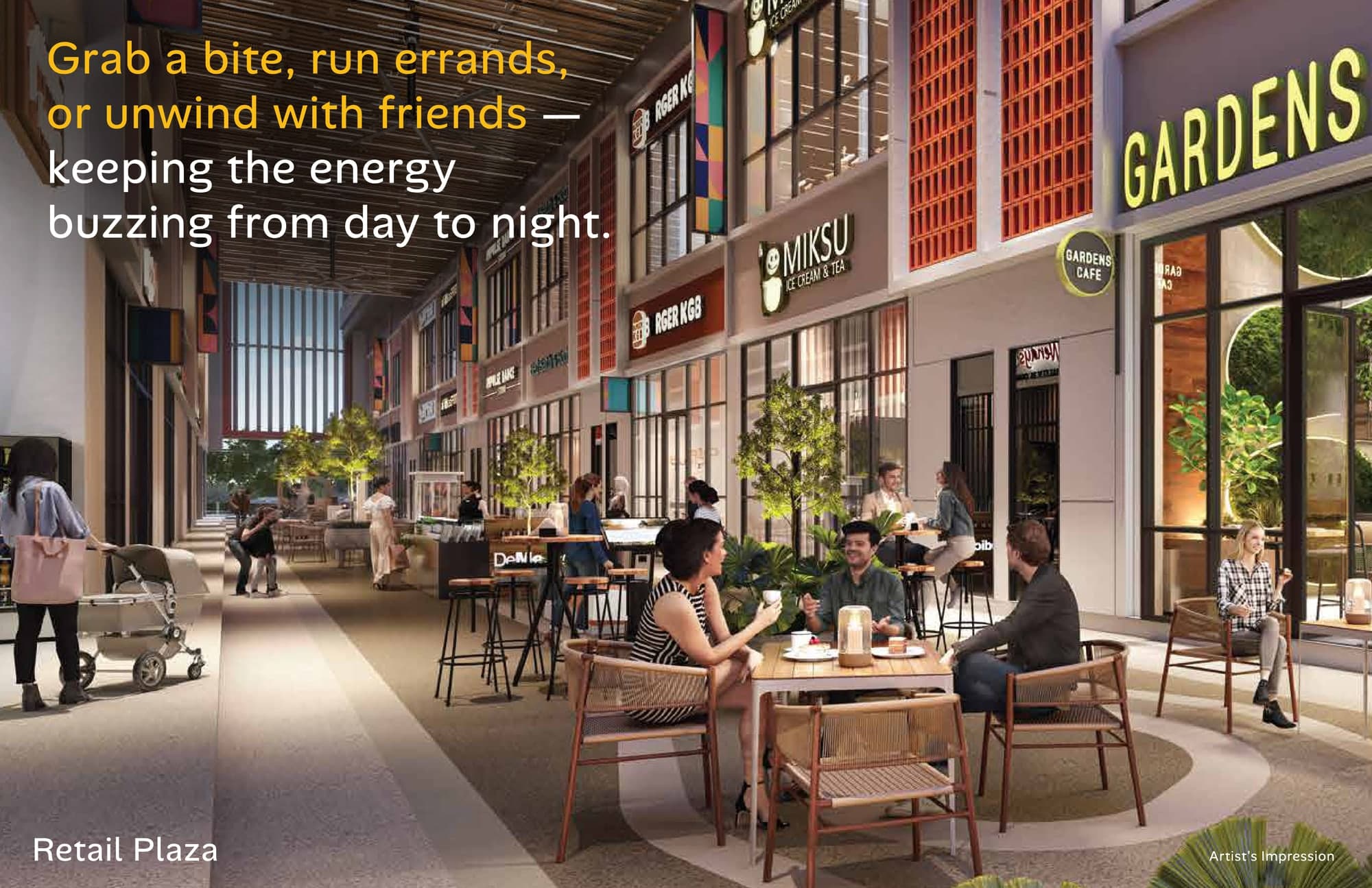 The covered retail plaza, Ara Bloc Residences, artist's impression