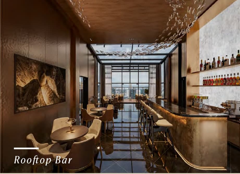 The sky bar on Block E's Level 38A roof, Cappella Embassy, artist's impression