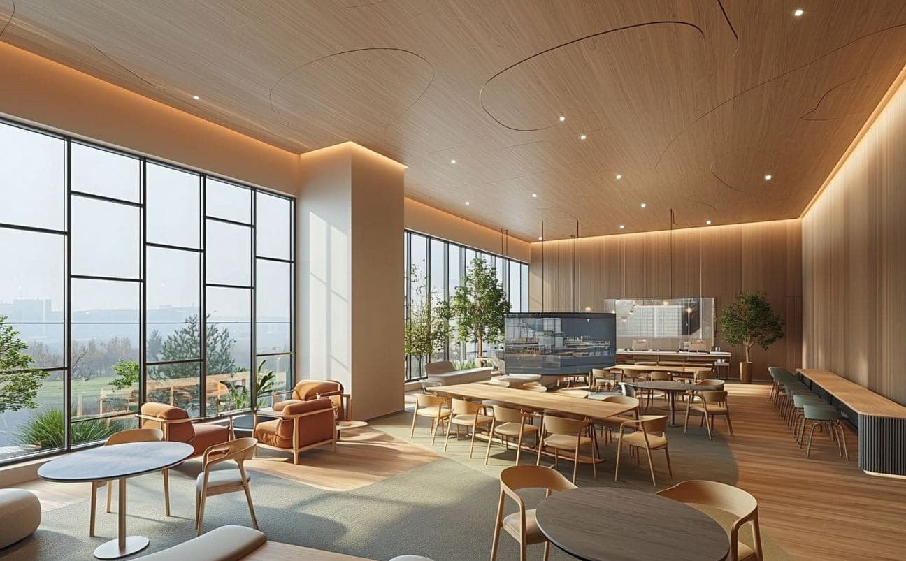 Co-working lounge on the business floor