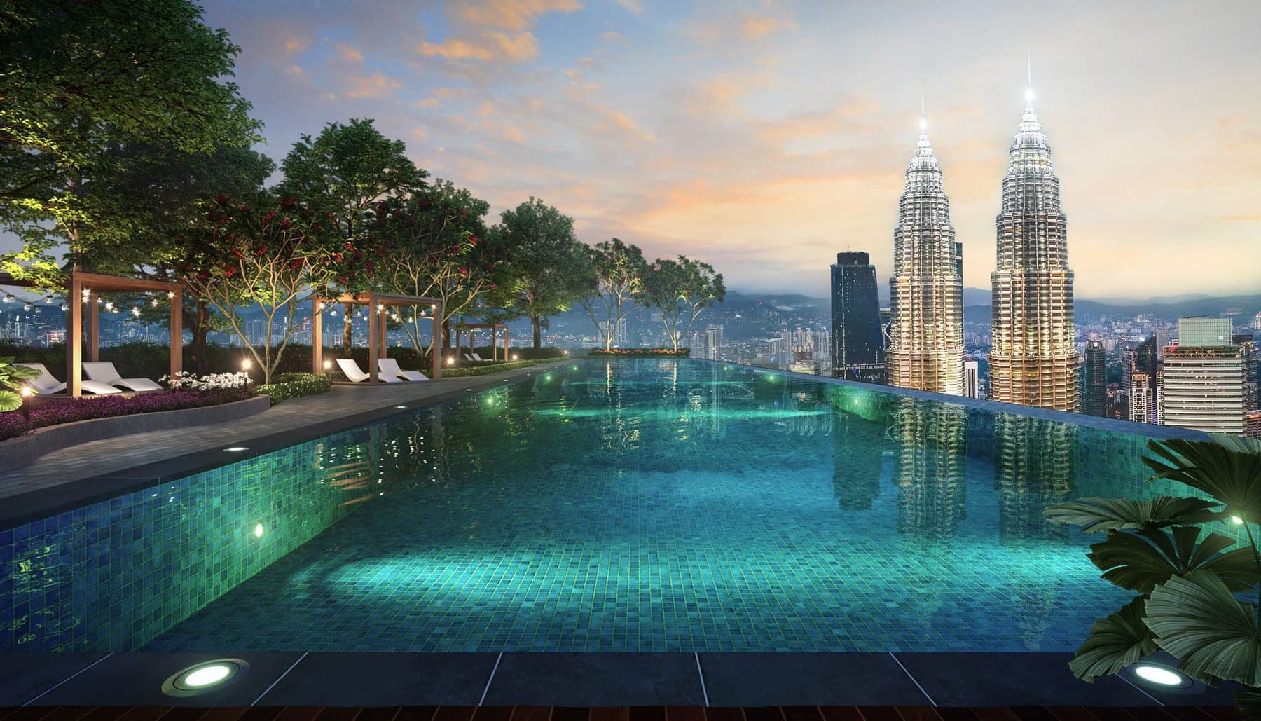 Sky Pool at Level 45, facing the Petronas Twin Towers