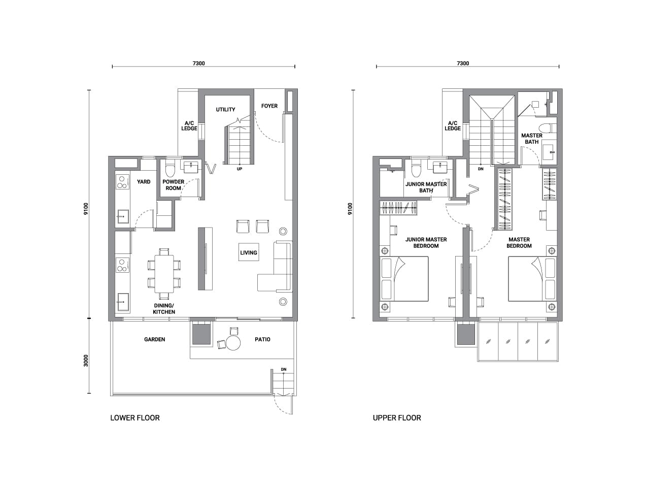 Enlace Suites 2 Type G2 floor plan — 1,216 sq ft, 2 bedrooms · 2 bathrooms