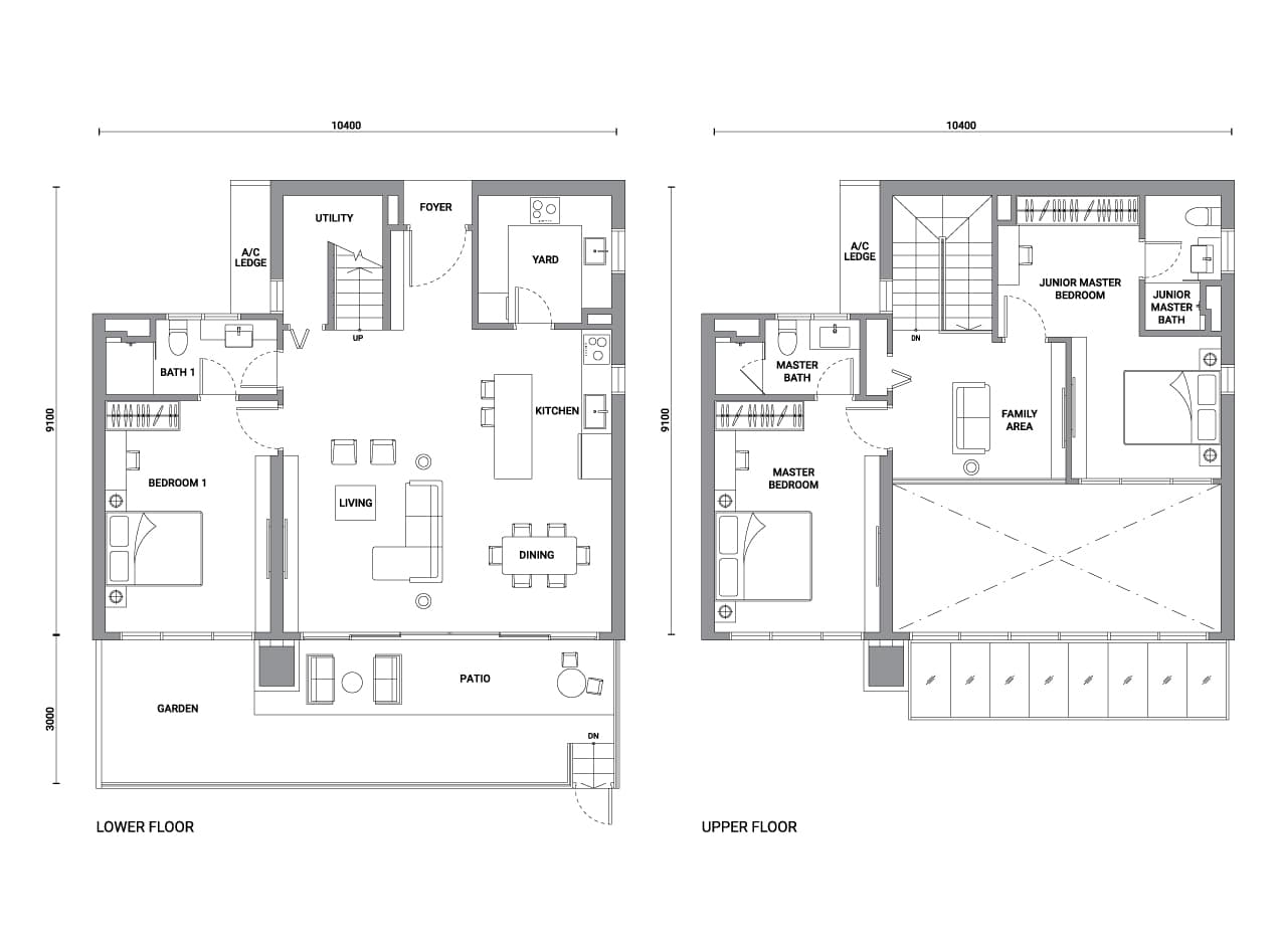 Enlace Suites 2 Type G3 floor plan — 1,593 sq ft, 3 bedrooms · 3 bathrooms