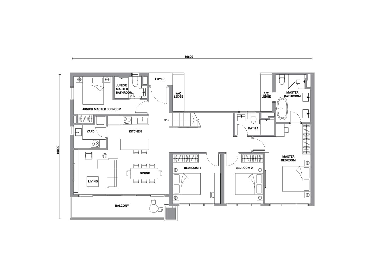Enlace Suites 2 Type RG1 floor plan — 1,862 sq ft, 5 bedrooms · 4 bathrooms