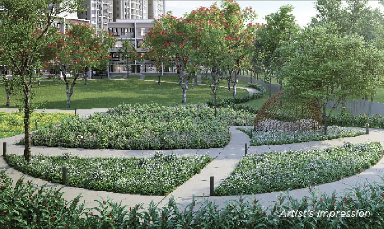 Herb gardens and planted walks — 80% of the site is green