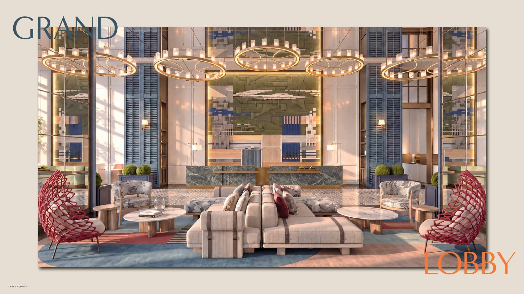 The grand lobby, with the reception beyond, MABA Suitez @ KL City Centre, artist's impression