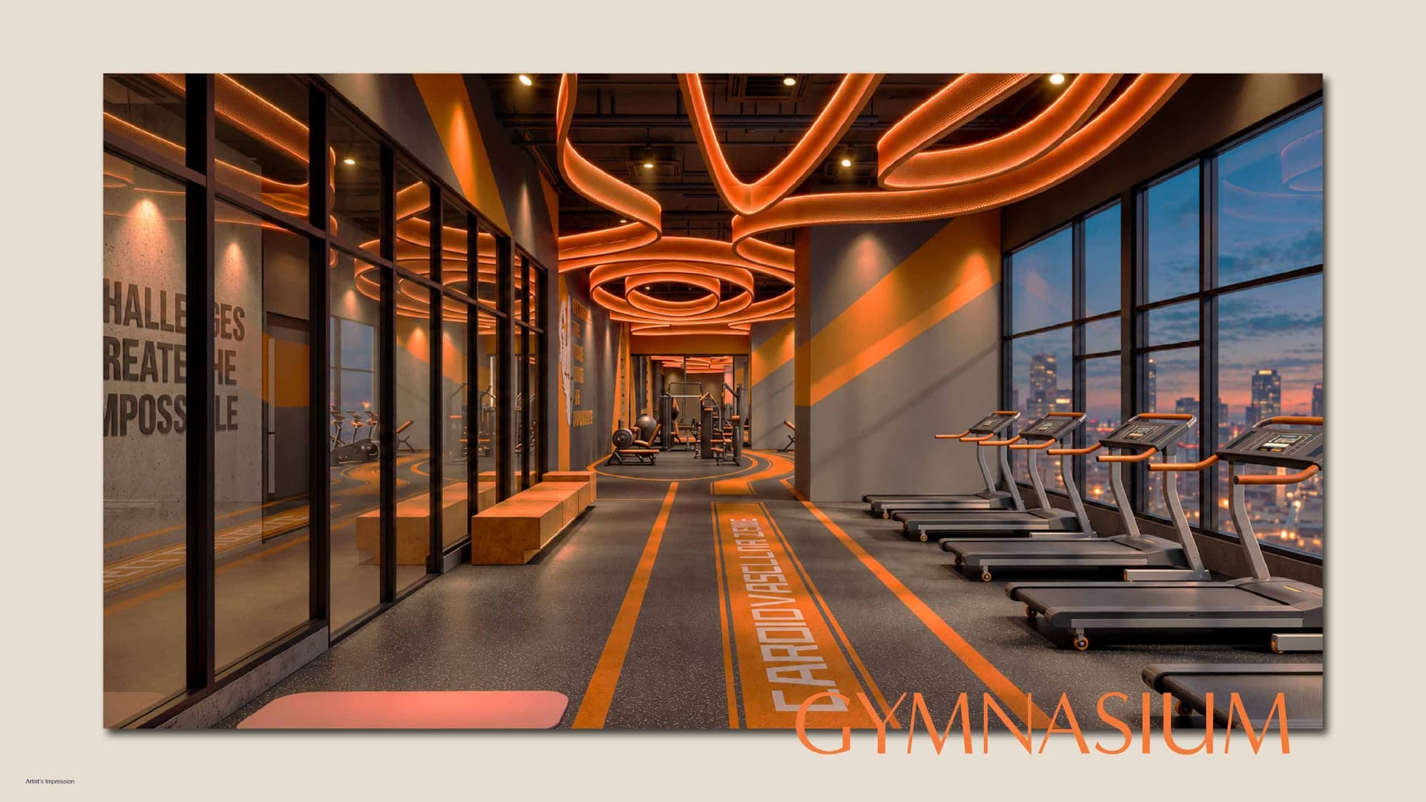 The running track and cardio row beside it, MABA Suitez @ KL City Centre, artist's impression