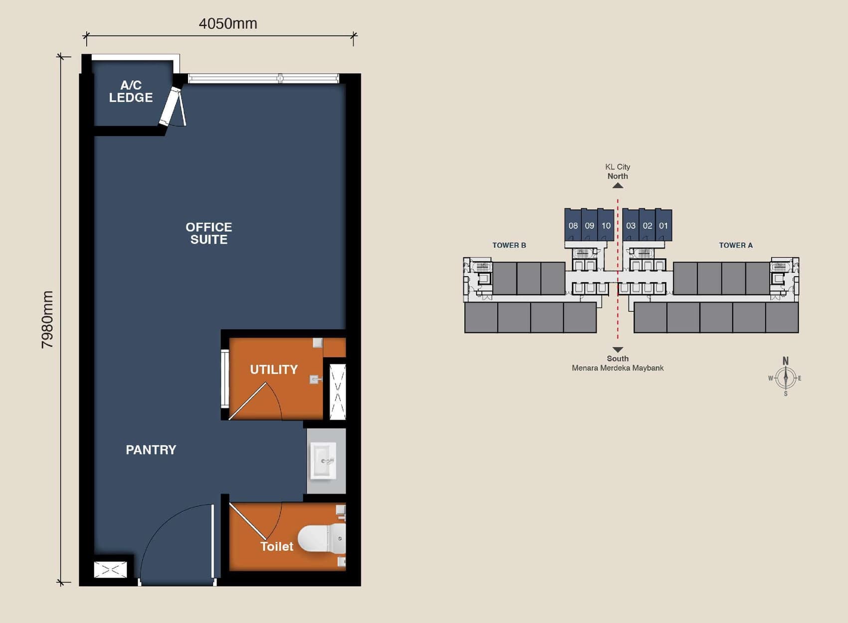 MABA Suitez @ KL City Centre Type A floor plan — 323 sq ft, Office suite, 1 toilet