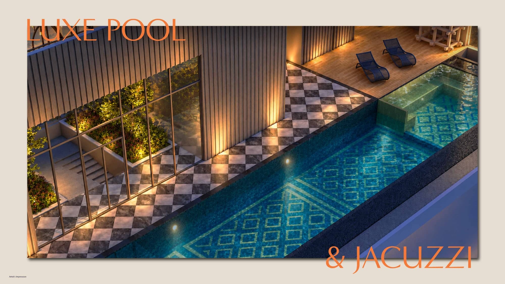 The jacuzzi set into the luxe pool deck, MABA Suitez @ KL City Centre, artist's impression