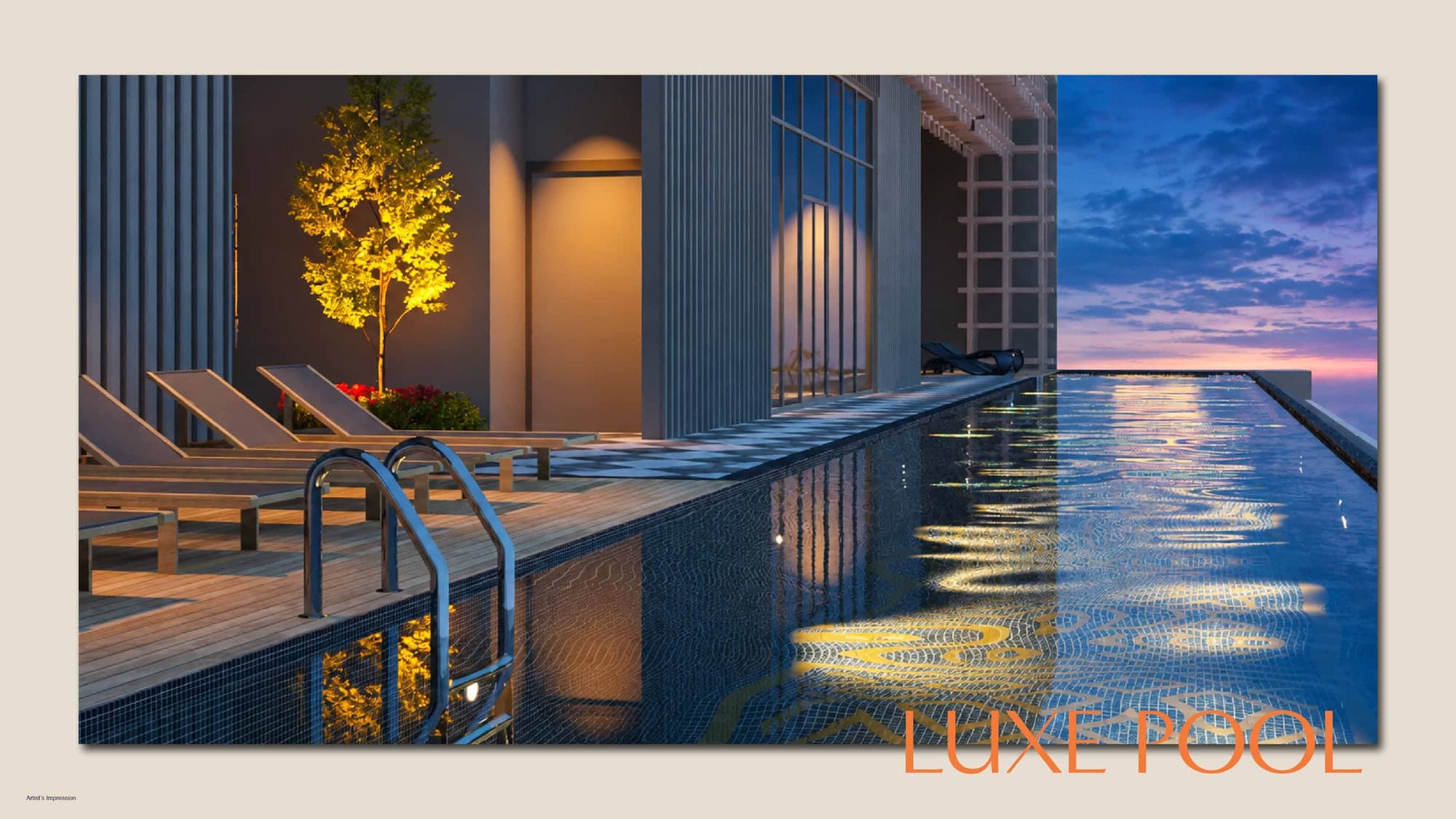 The luxe pool at dusk, MABA Suitez @ KL City Centre, artist's impression