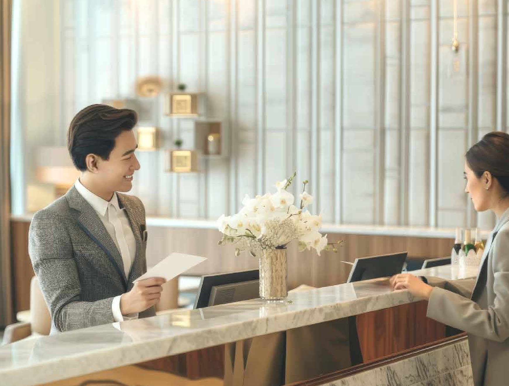 The bespoke concierge desk: a mix of complimentary and on-demand services across the two lobbies