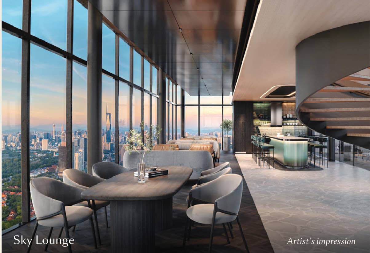 The Sky Lounge on Level 61, with its spiral stair to the terrace