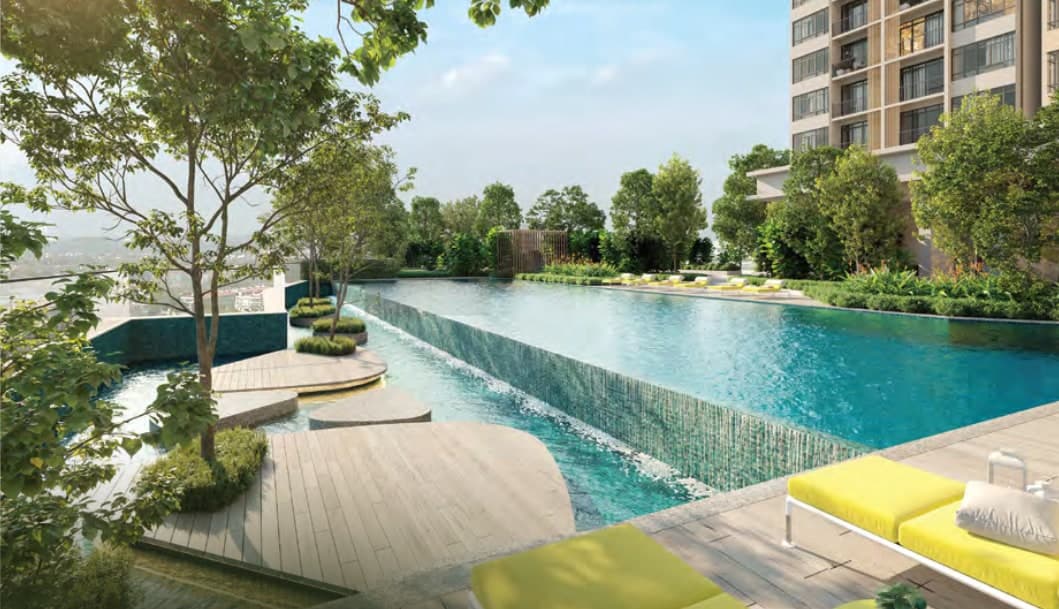The infinity lap pool above the treeline