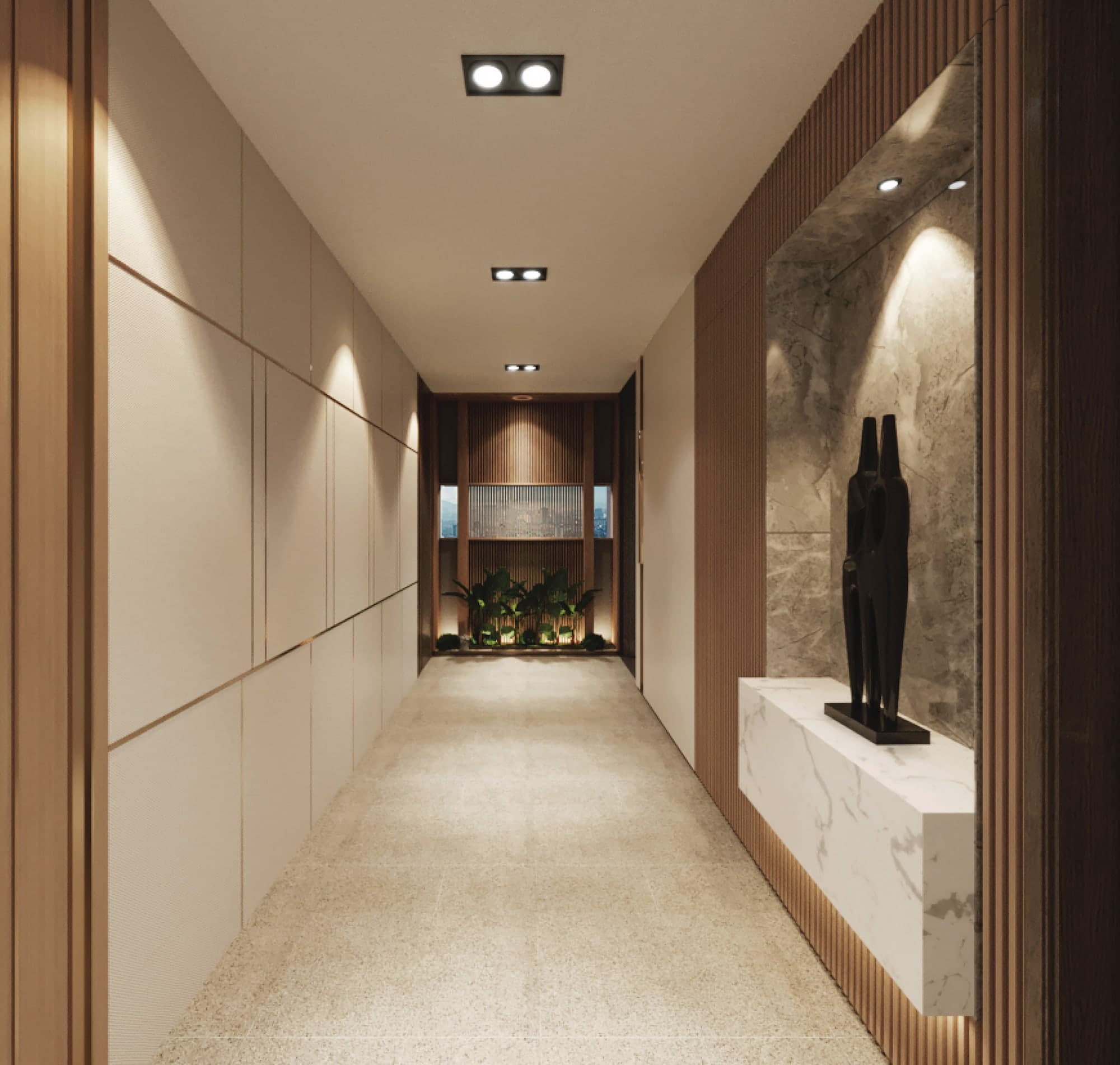 The floating private lift lobby