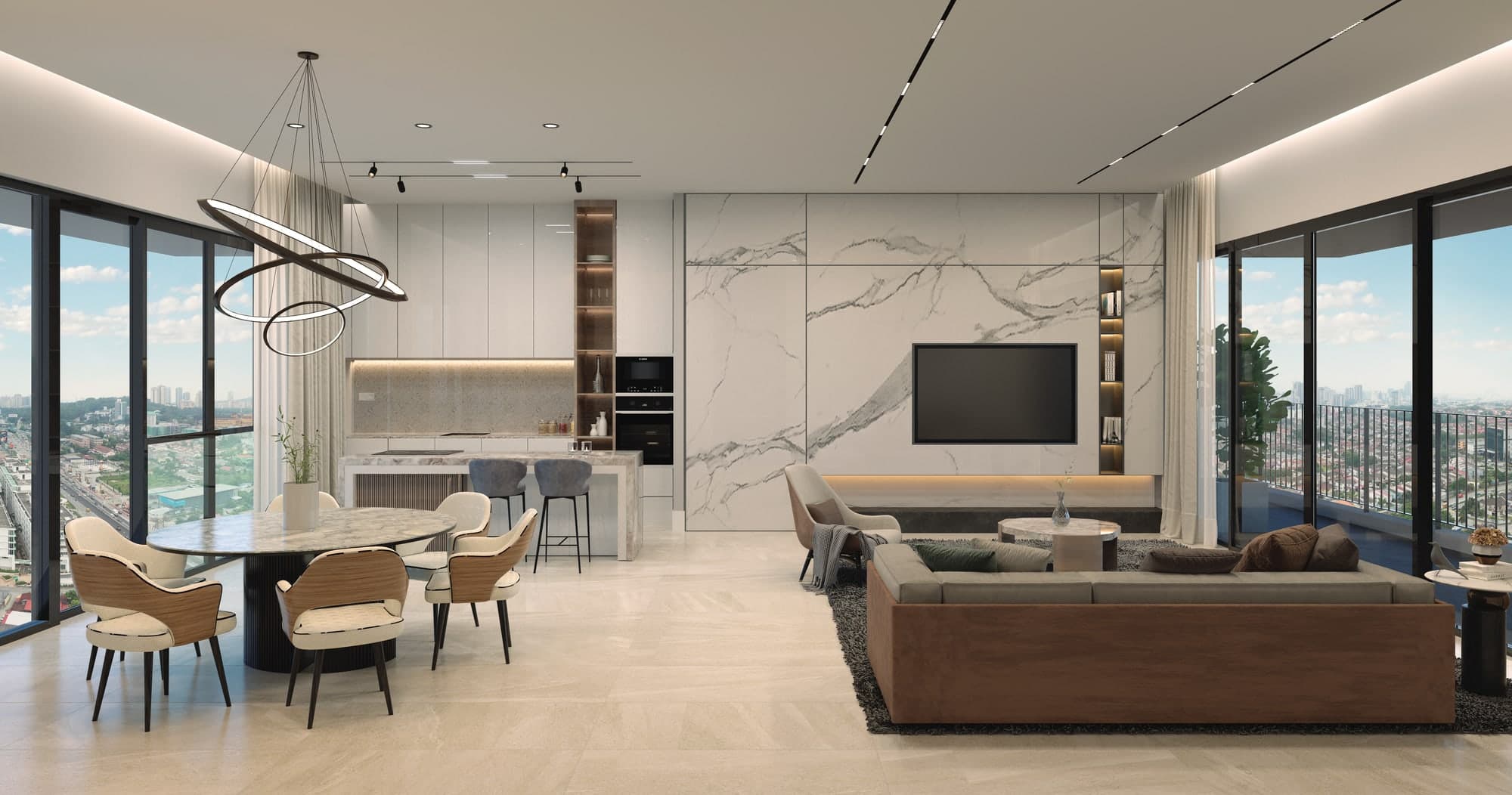 Open-plan living with dual frontage and 11-foot ceilings