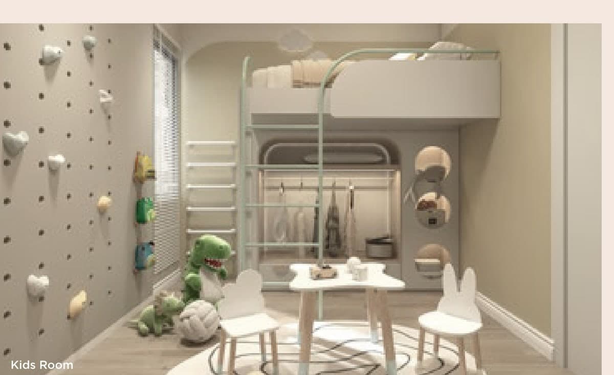 A bedroom fitted out as a children's room
