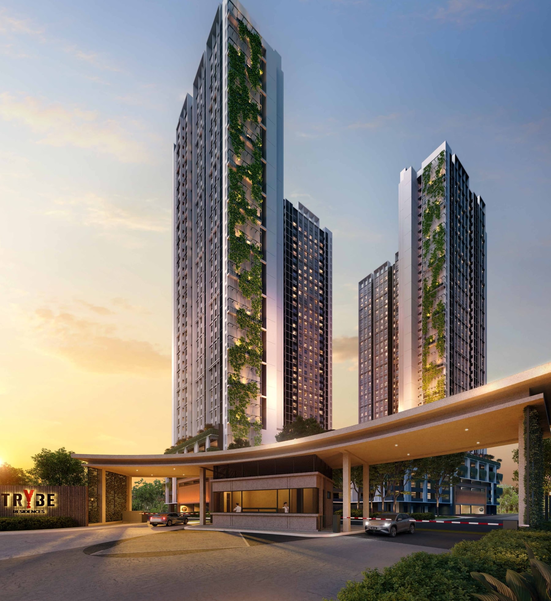 Trybe Residences — the two towers behind the guard pavilion in USJ 7, Subang Jaya