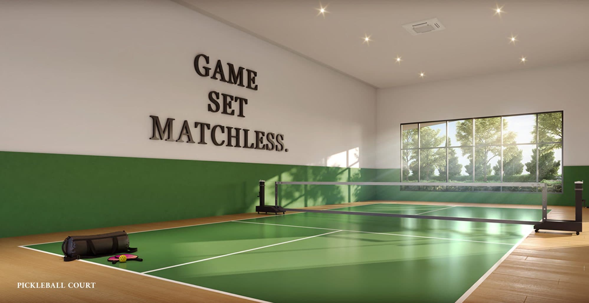 The indoor pickleball court
